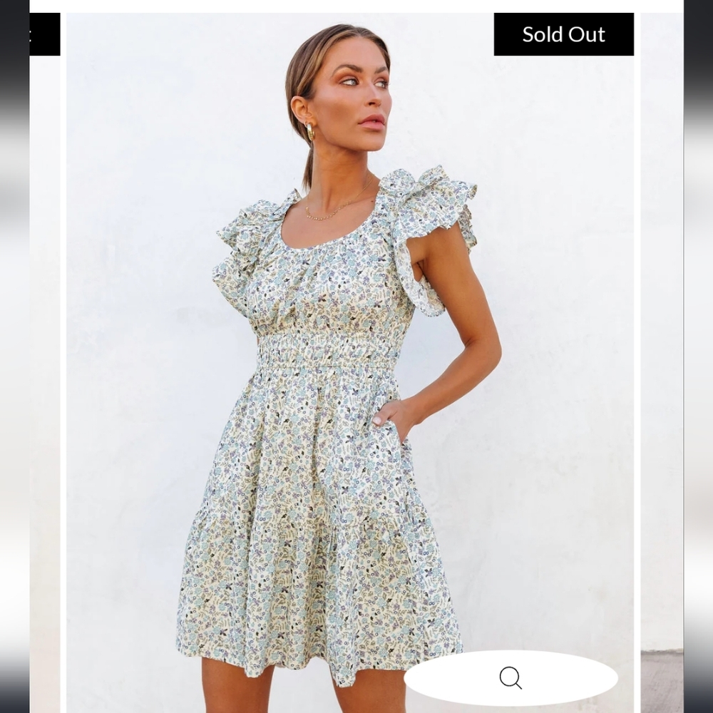 Like New Vici Pocketed Primrose Ruffle Floral Dress Small